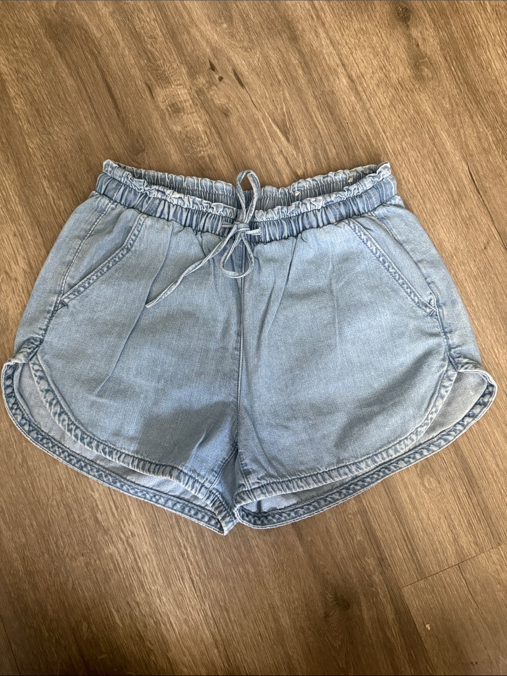 American Eagle Outfitters Light Blue Denim Drawstring Shorts